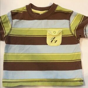 Gymboree Brown and Green Striped Tee with Pocket